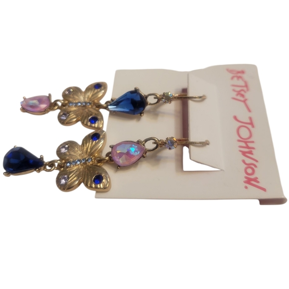 Betsey Johnson Blue and Pink Butterfly Mismatch Earrings - Picture 4 of 6